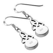 Black Onyx Celtic Trinity Knot Silver Earrings - e391h